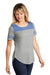 Sport-Tek LST403 Womens Fan Moisture Wicking Short Sleeve Crewneck T-Shirt Heather Light Grey/Heather True Royal Blue Model 3q