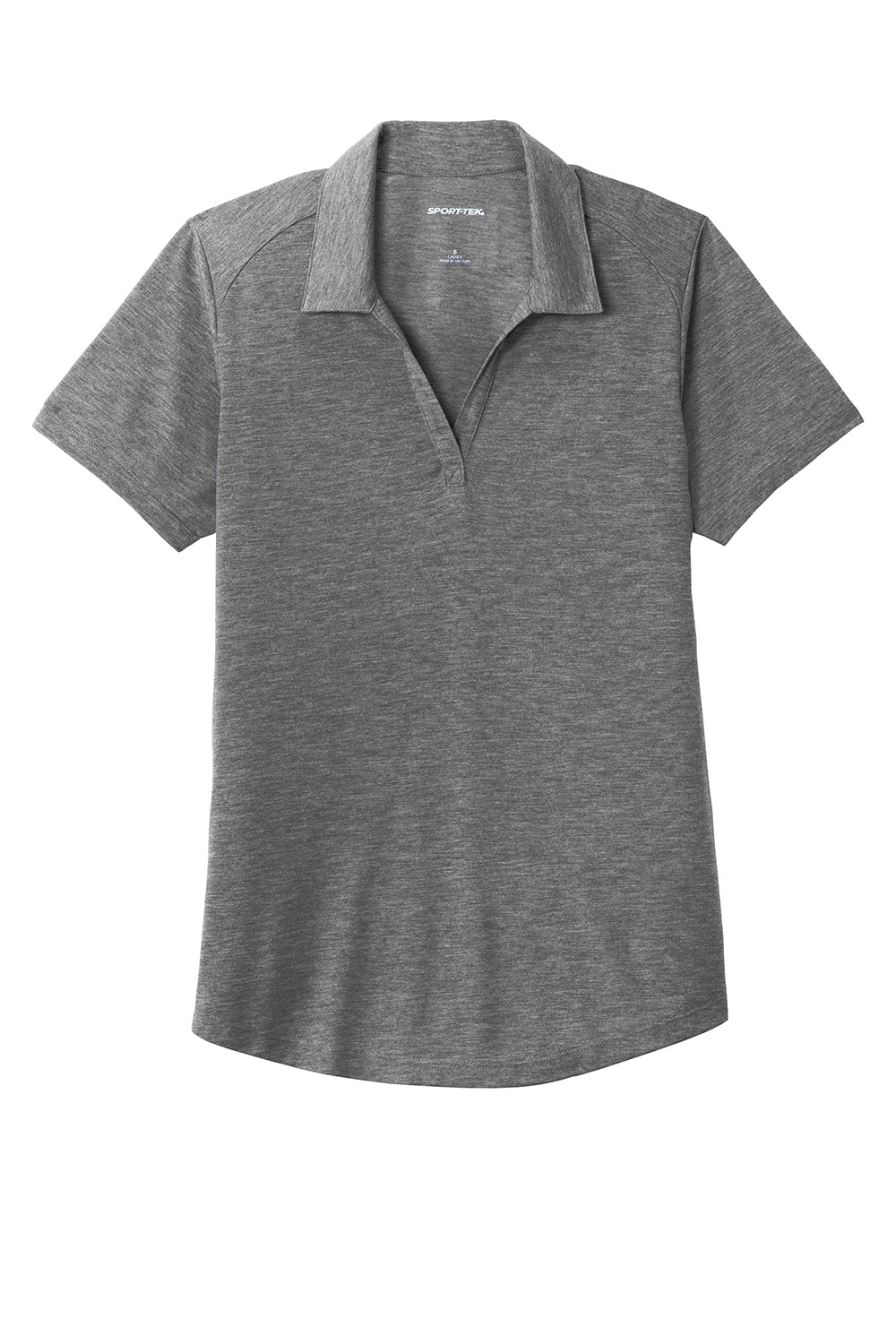 Sport-Tek LST405 Womens Moisture Wicking Short Sleeve Polo Shirt Heather Dark Grey Flat Front