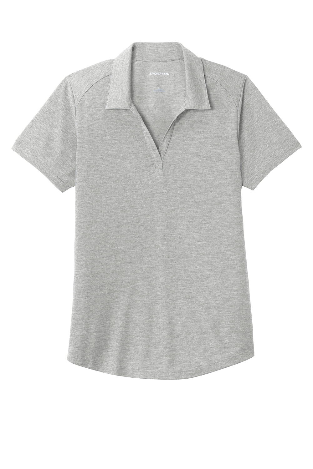 Sport-Tek LST405 Womens Moisture Wicking Short Sleeve Polo Shirt Heather Light Grey Flat Front