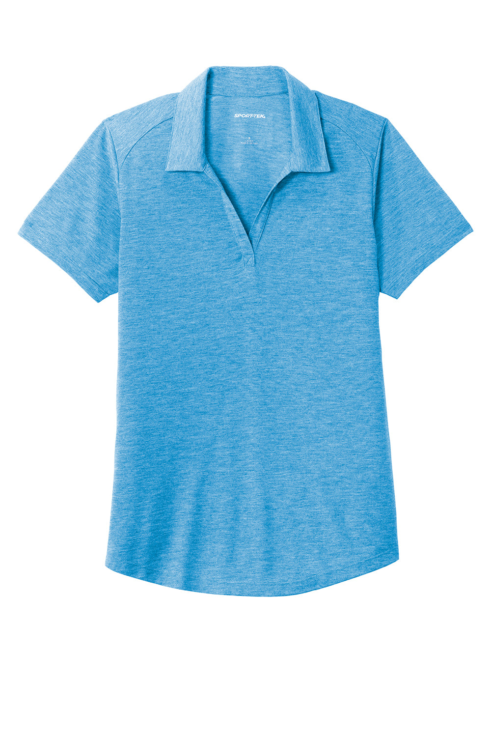 Sport-Tek LST405 Womens Moisture Wicking Short Sleeve Polo Shirt Heather Pond Blue Flat Front