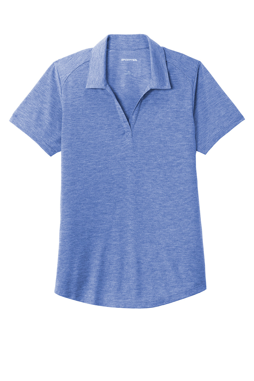 Sport-Tek LST405 Womens Moisture Wicking Short Sleeve Polo Shirt Heather True Royal Blue Flat Front