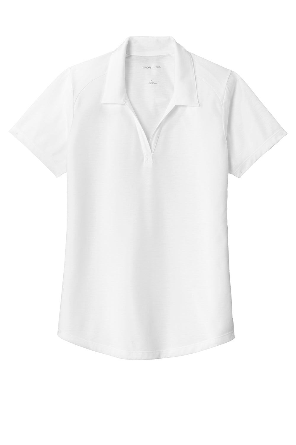 Sport-Tek LST405 Womens Moisture Wicking Short Sleeve Polo Shirt White Flat Front