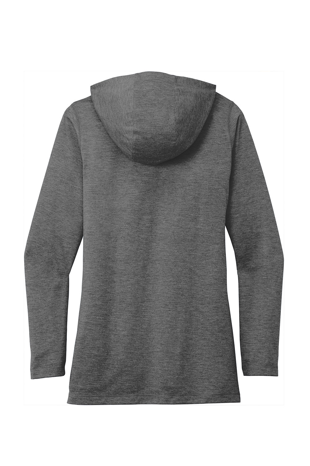 Sport-Tek LST406 Womens Moisture Wicking Cowl Neck Long Sleeve T-Shirt Heather Dark Grey Flat Back