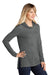 Sport-Tek LST406 Womens Moisture Wicking Cowl Neck Long Sleeve T-Shirt Heather Dark Grey Model 3q