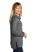 Sport-Tek LST406 Womens Moisture Wicking Cowl Neck Long Sleeve T-Shirt Heather Dark Grey Model Side