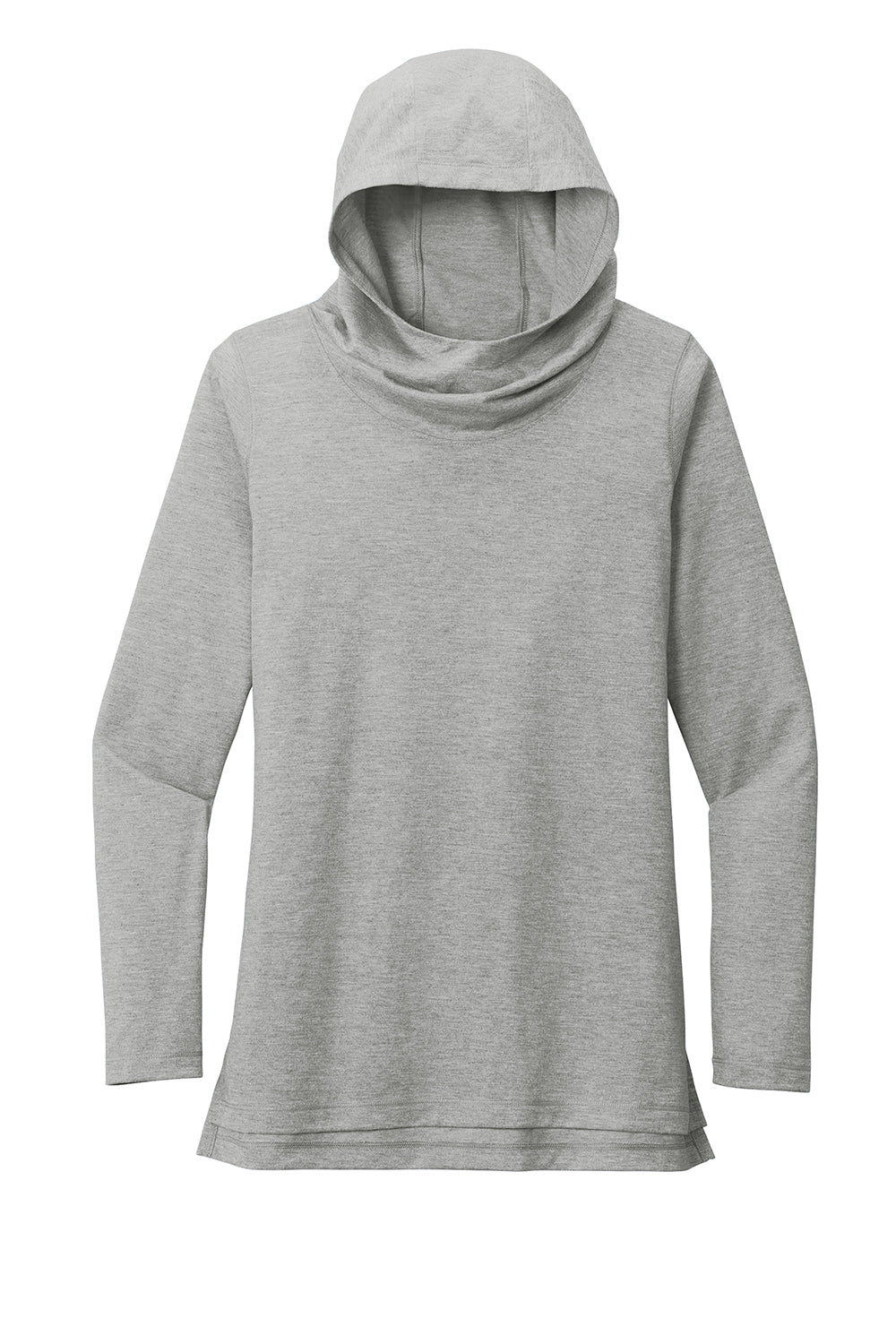 Sport-Tek LST406 Womens Moisture Wicking Cowl Neck Long Sleeve T-Shirt Heather Light Grey Flat Front