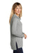 Sport-Tek LST406 Womens Moisture Wicking Cowl Neck Long Sleeve T-Shirt Heather Light Grey Model Side