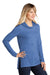 Sport-Tek LST406 Womens Moisture Wicking Cowl Neck Long Sleeve T-Shirt Heather True Royal Blue Model 3q