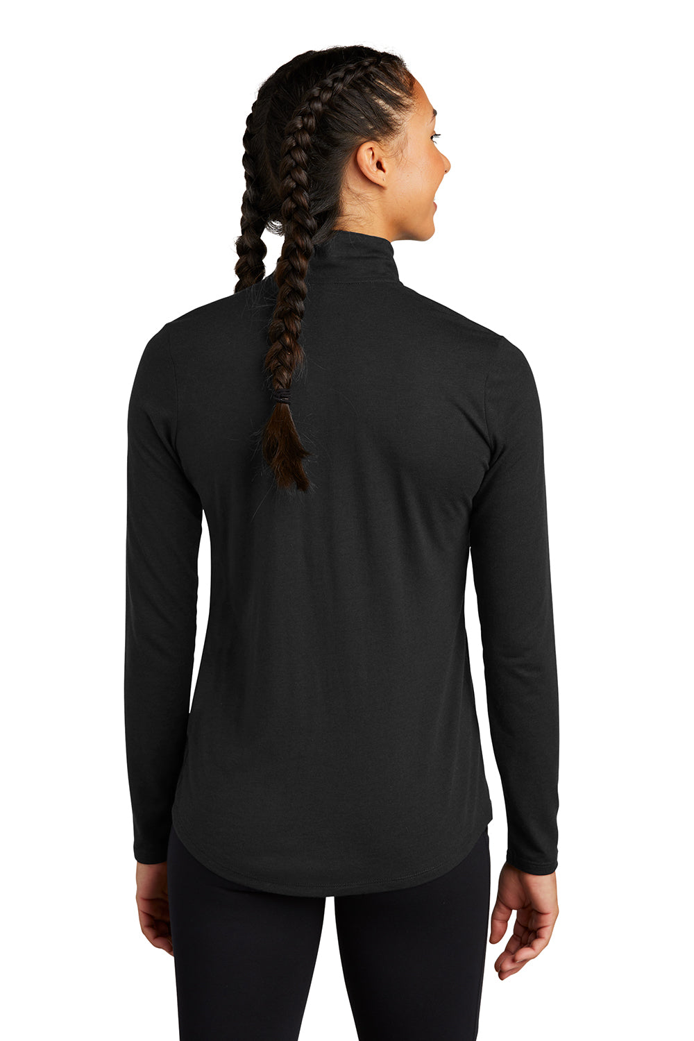 Sport-Tek LST407 Womens Moisture Wicking 1/4 Zip Sweatshirt Black Model Back