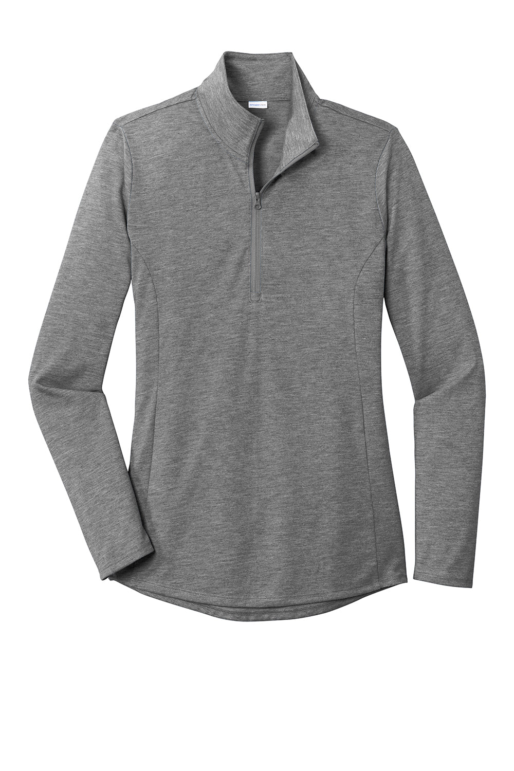 Sport-Tek LST407 Womens Moisture Wicking 1/4 Zip Sweatshirt Heather Dark Grey Flat Front