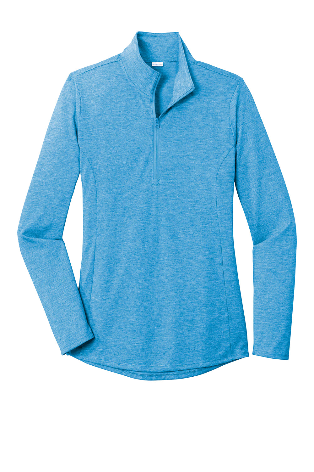 Sport-Tek LST407 Womens Moisture Wicking 1/4 Zip Sweatshirt Heather Pond Blue Flat Front