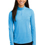 Sport-Tek Womens Moisture Wicking 1/4 Zip Sweatshirt - Heather Pond Blue