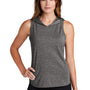 Sport-Tek Womens Draft Moisture Wicking Hooded Tank Top Hoodie - Black/Heather Dark Grey