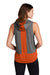 Sport-Tek LST410 Womens Draft Moisture Wicking Hooded Tank Top Hoodie Heather Deep Orange/Heather Dark Grey Model Back