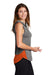 Sport-Tek LST410 Womens Draft Moisture Wicking Hooded Tank Top Hoodie Heather Deep Orange/Heather Dark Grey Model Side