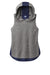 Sport-Tek LST410 Womens Draft Moisture Wicking Hooded Tank Top Hoodie True Navy Blue/Heather Dark Grey Flat Front