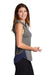 Sport-Tek LST410 Womens Draft Moisture Wicking Hooded Tank Top Hoodie True Navy Blue/Heather Dark Grey Model Side