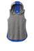 Sport-Tek LST410 Womens Draft Moisture Wicking Hooded Tank Top Hoodie True Royal Blue/Heather Dark Grey Flat Front