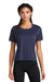 Sport-Tek LST411 Womens Draft Crop Short Sleeve Crewneck T-Shirt True Navy Blue Model Front