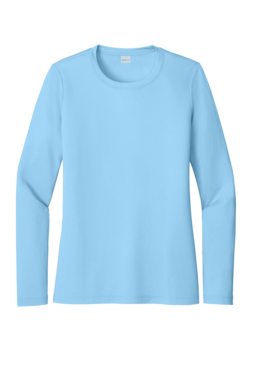 Sport-Tek LST420LS Womens Posi-UV Pro Long Sleeve Crewneck T-Shirt Light Blue Flat Front