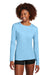 Sport-Tek LST420LS Womens Posi-UV Pro Long Sleeve Crewneck T-Shirt Light Blue Model Front