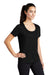 Sport-Tek LST420 Womens Moisture Wicking Short Sleeve Scoop Neck T-Shirt Black Model 3q