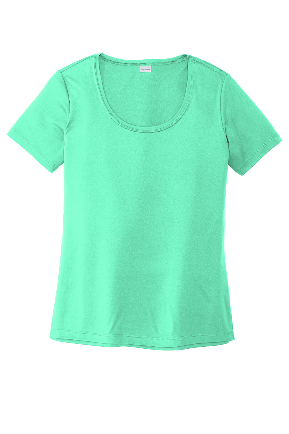 Sport-Tek LST420 Womens Moisture Wicking Short Sleeve Scoop Neck T-Shirt Bright Seafoam Green Flat Front