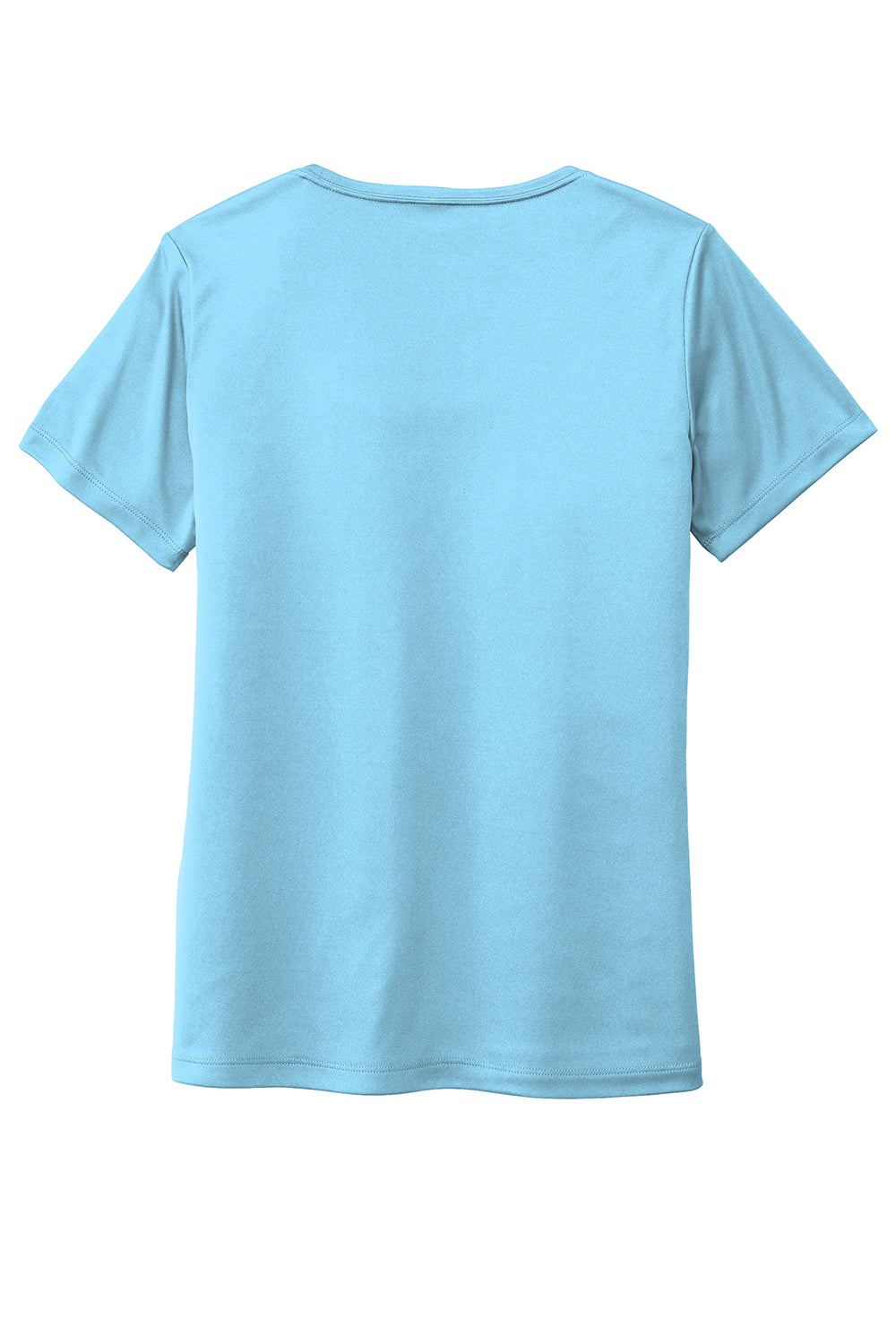 Sport-Tek LST420 Womens Moisture Wicking Short Sleeve Scoop Neck T-Shirt Light Blue Flat Back