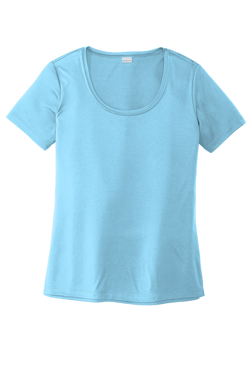 Sport-Tek LST420 Womens Moisture Wicking Short Sleeve Scoop Neck T-Shirt Light Blue Flat Front