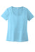 Sport-Tek LST420 Womens Moisture Wicking Short Sleeve Scoop Neck T-Shirt Light Blue Flat Front