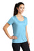 Sport-Tek LST420 Womens Moisture Wicking Short Sleeve Scoop Neck T-Shirt Light Blue Model 3q