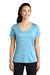 Sport-Tek LST420 Womens Moisture Wicking Short Sleeve Scoop Neck T-Shirt Light Blue Model Front