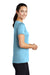 Sport-Tek LST420 Womens Moisture Wicking Short Sleeve Scoop Neck T-Shirt Light Blue Model Side