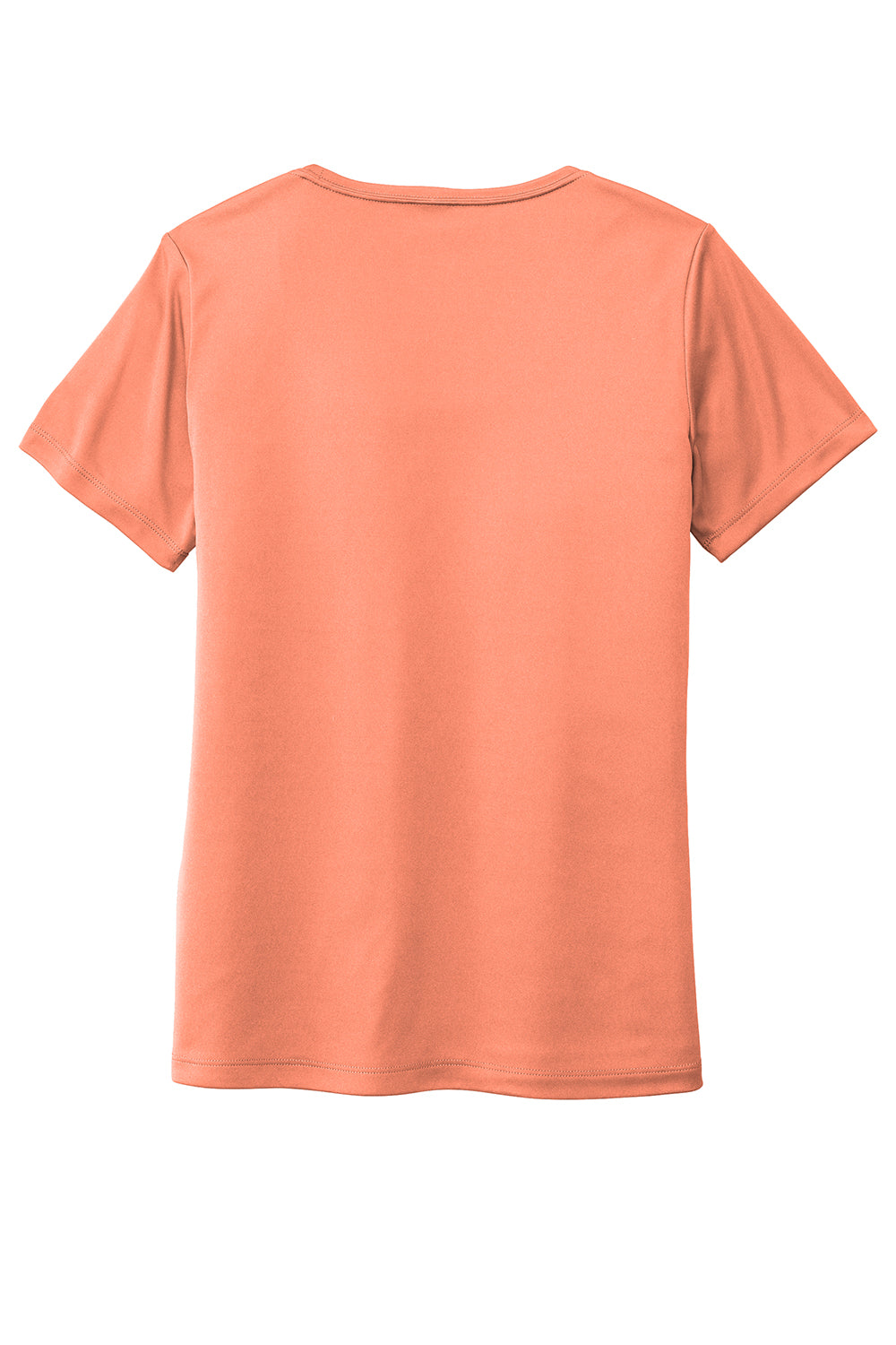 Sport-Tek LST420 Womens Moisture Wicking Short Sleeve Scoop Neck T-Shirt Soft Coral Orange Flat Back