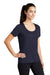 Sport-Tek LST420 Womens Moisture Wicking Short Sleeve Scoop Neck T-Shirt True Navy Blue Model 3q