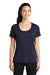 Sport-Tek LST420 Womens Moisture Wicking Short Sleeve Scoop Neck T-Shirt True Navy Blue Model Front