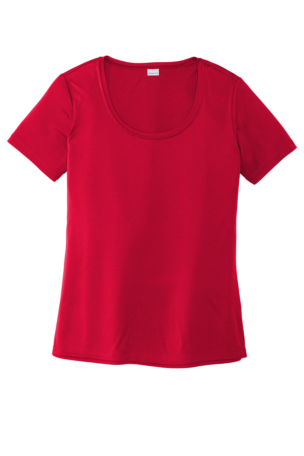 Sport-Tek LST420 Womens Moisture Wicking Short Sleeve Scoop Neck T-Shirt True Red Flat Front