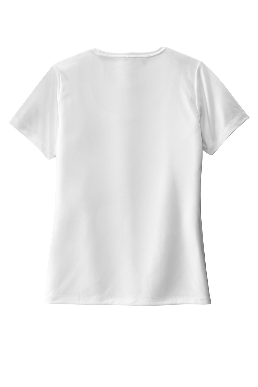 Sport-Tek LST420 Womens Moisture Wicking Short Sleeve Scoop Neck T-Shirt White Flat Back