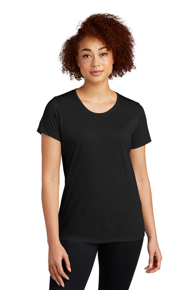 Sport-Tek LST450 Womens Competitor Moisture Wicking Short Sleeve Scoop Neck T-Shirt Black Model Front