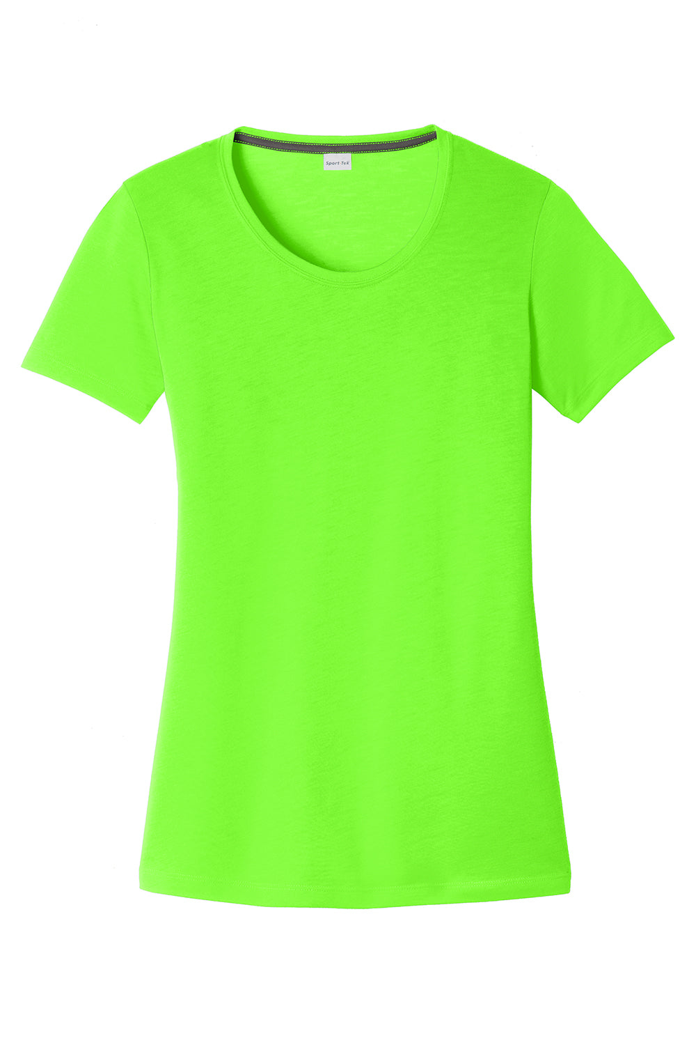 Sport-Tek LST450 Womens Competitor Moisture Wicking Short Sleeve Scoop Neck T-Shirt Neon Green Flat Front