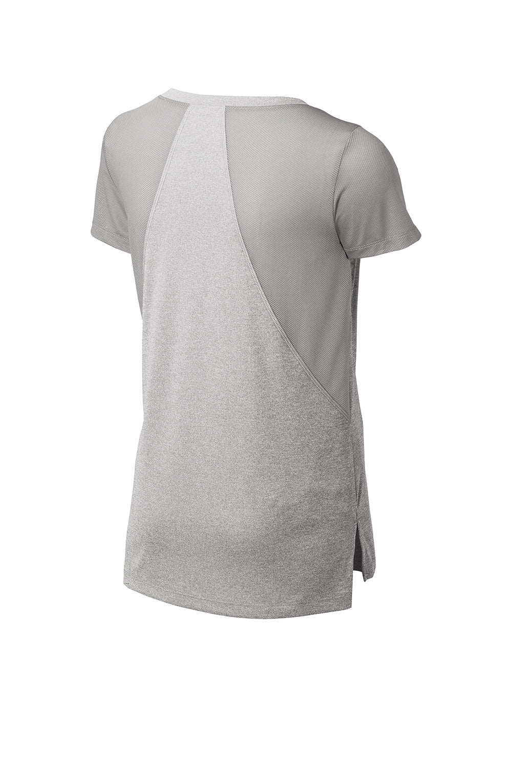 Sport-Tek LST465 Womens Endeavor Moisture Wicking Short Sleeve V-Neck T-Shirt Heather Light Grey/Light Grey Flat Back