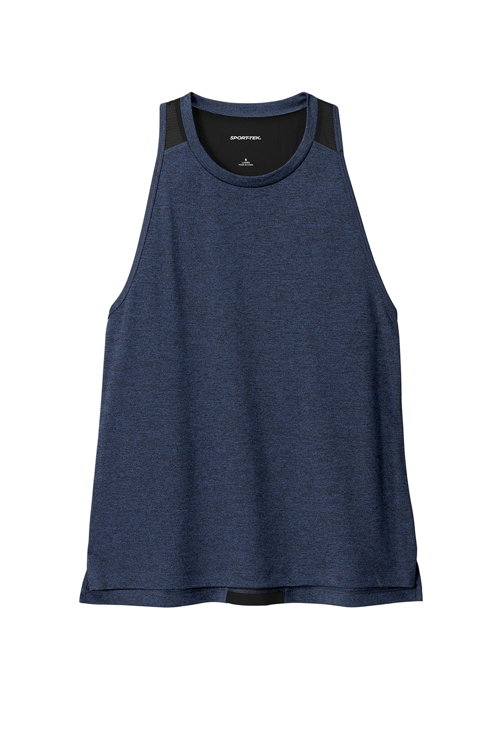 Sport-Tek LST466 Womens Endeavor Moisture Wicking Tank Top Heather Dark Royal Blue/Black Flat Front