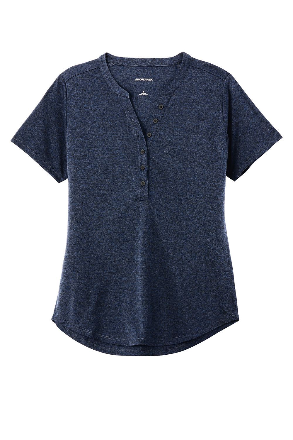 Sport-Tek LST468 Womens Endeavor Moisture Wicking Short Sleeve Polo Shirt Heather Dark Royal Blue Flat Front