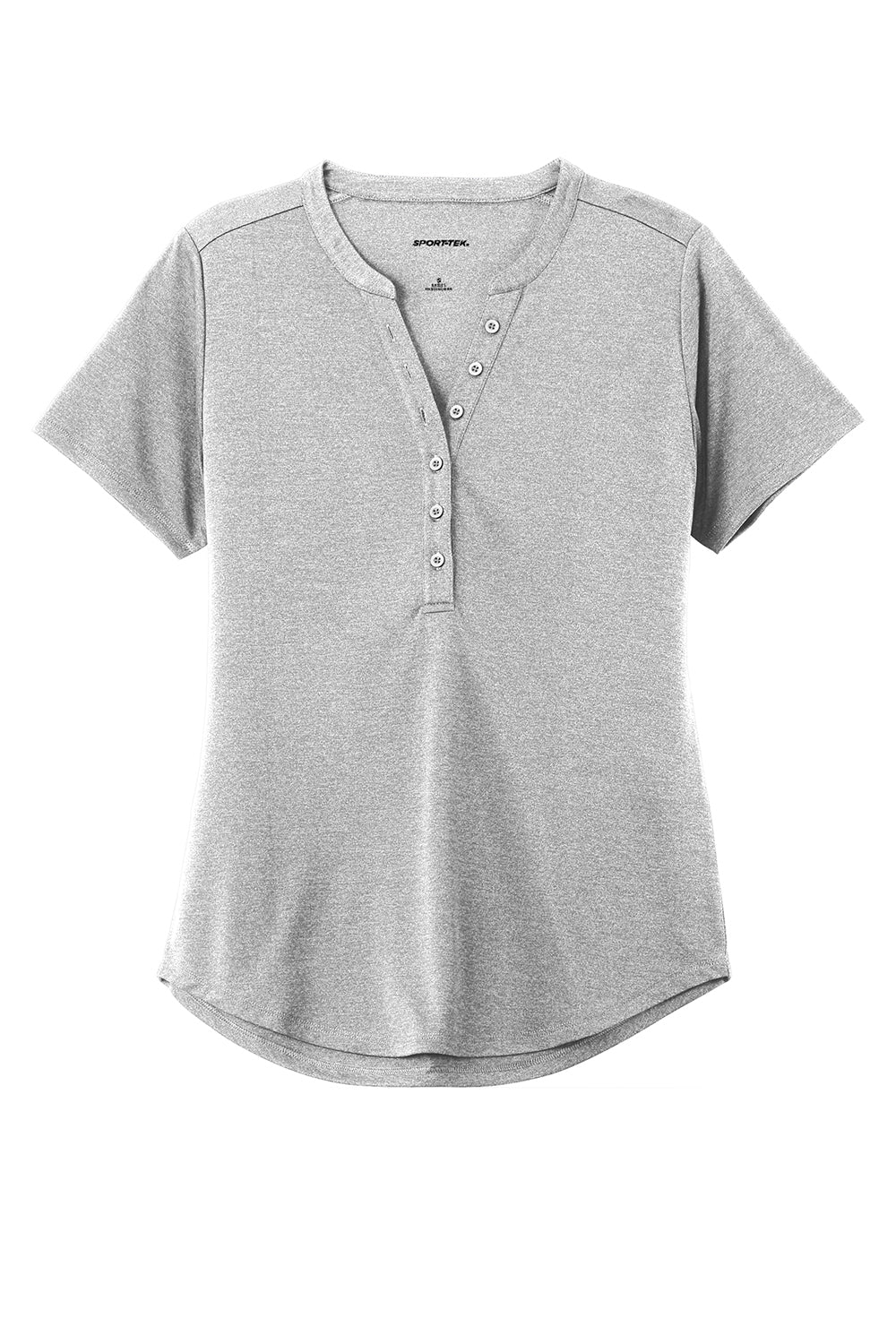 Sport-Tek LST468 Womens Endeavor Moisture Wicking Short Sleeve Polo Shirt Heather Light Grey Flat Front