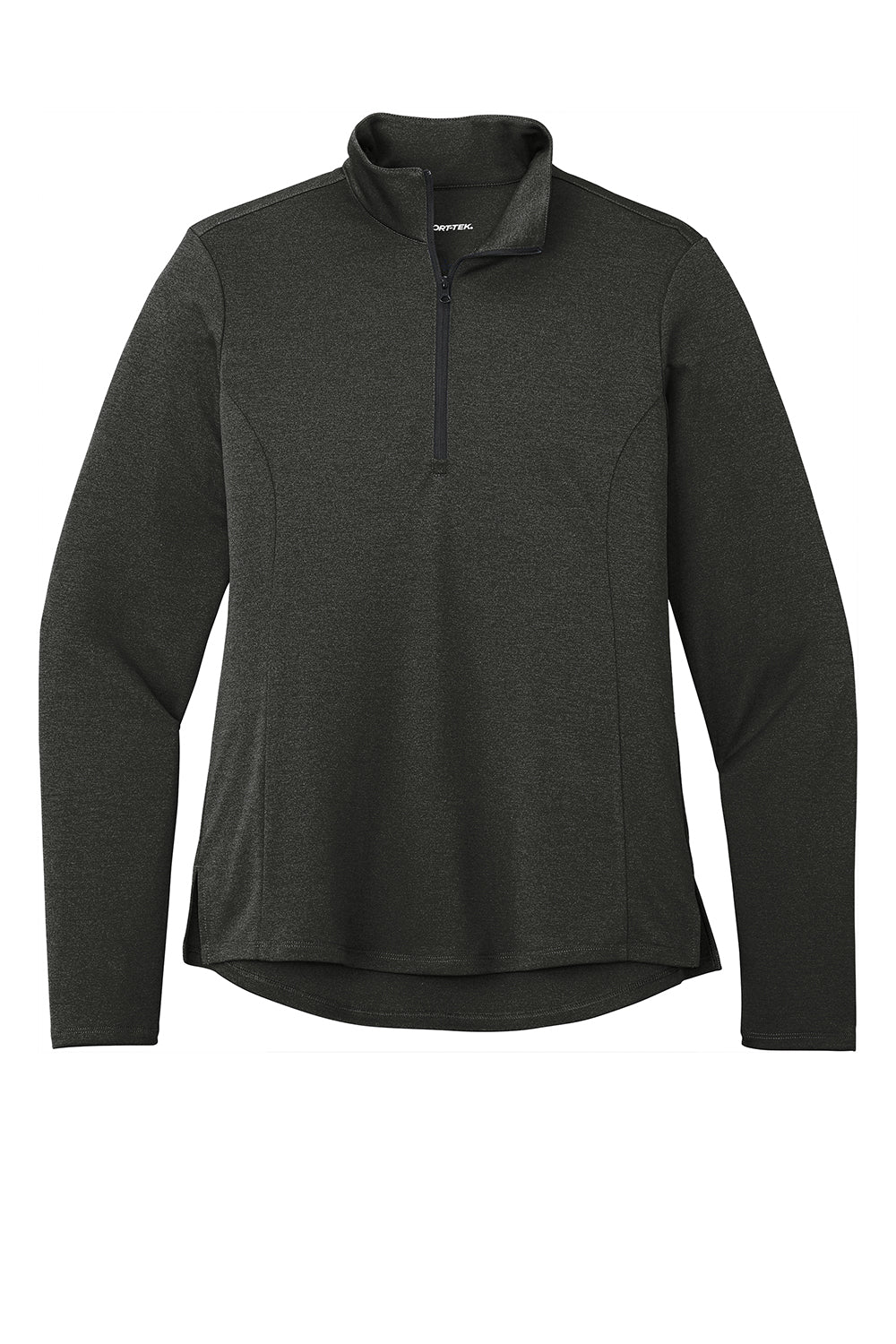 Sport-Tek LST469 Womens Endeavor Moisture Wicking 1/4 Zip Sweatshirt Heather Black Flat Front