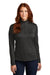 Sport-Tek LST469 Womens Endeavor Moisture Wicking 1/4 Zip Sweatshirt Heather Black Model Front