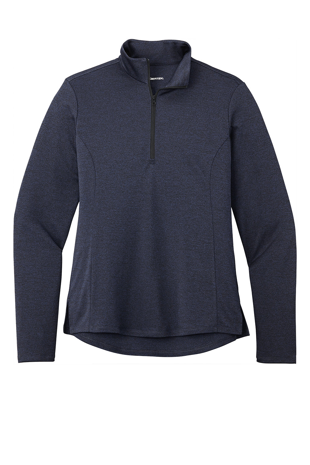 Sport-Tek LST469 Womens Endeavor Moisture Wicking 1/4 Zip Sweatshirt Heather Deep Navy Blue Flat Front