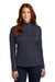 Sport-Tek LST469 Womens Endeavor Moisture Wicking 1/4 Zip Sweatshirt Heather Deep Navy Blue Model Front