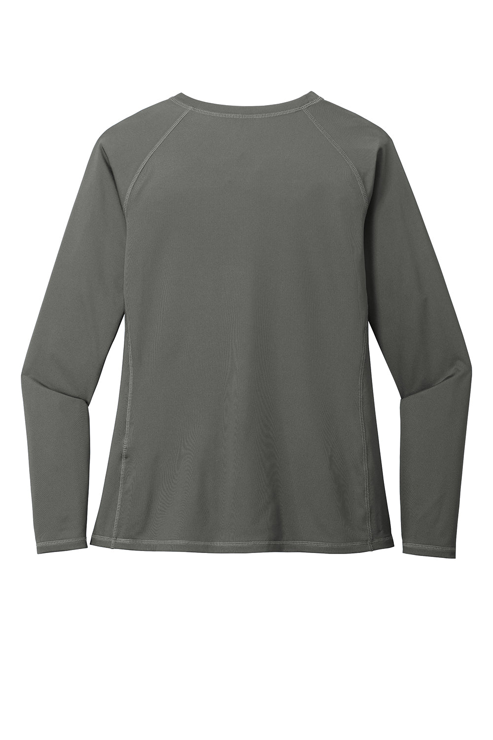 Sport-Tek LST470LS Womens Rashguard Moisture Wicking Long Sleeve Crewneck T-Shirt Dark Smoke Grey Flat Back