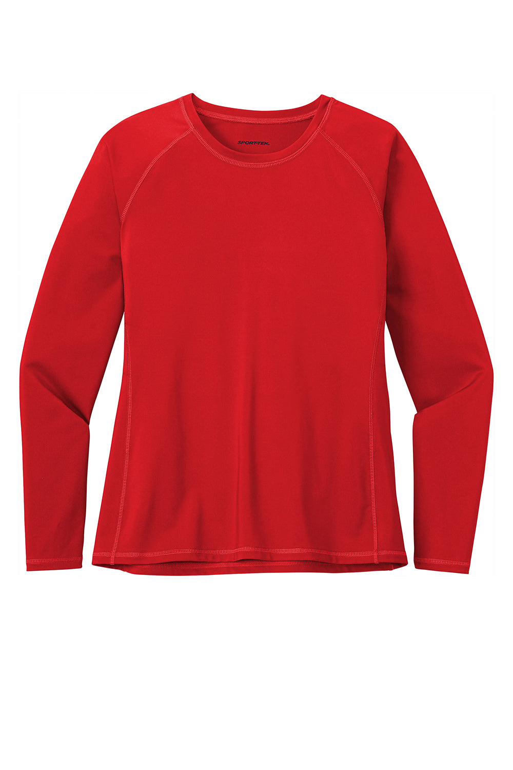 Sport-Tek LST470LS Womens Rashguard Moisture Wicking Long Sleeve Crewneck T-Shirt True Red Flat Front